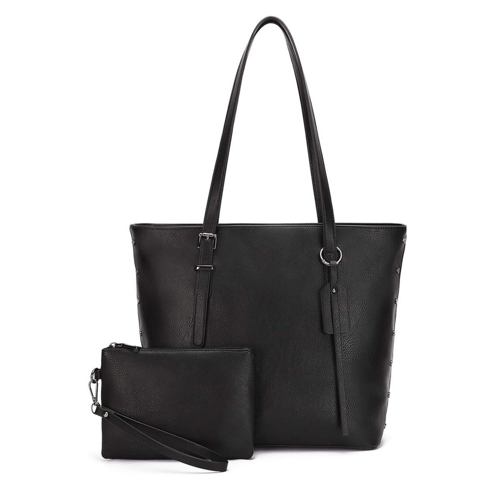 2PCS/Set Women Handbag Elegant PU Leather Satchel Purse Tote Single Shoulder Bag